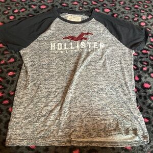 Hollister Heather Gray and Black Raglan Tee